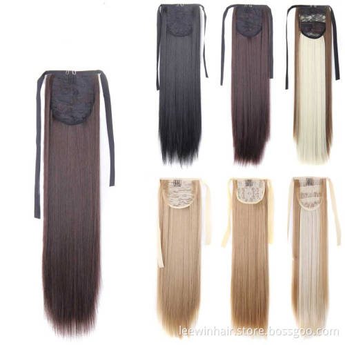 20 inches Synthetic High Temperature Fiber Hair Strappy Ponytail Clip in Hair Extensions Hairpiece